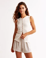 Mid Rise Linen-Blend Pull-On Short