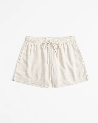 Mid Rise Linen-Blend Pull-On Short