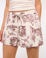 Mid Rise Linen-Blend Pull-On Short
