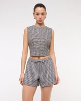 Mid Rise Linen-Blend Pull-On Short