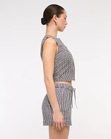 Mid Rise Linen-Blend Pull-On Short