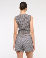 Mid Rise Linen-Blend Pull-On Short