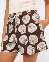 Mid Rise Linen-Blend Pull-On Short