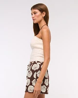 Mid Rise Linen-Blend Pull-On Short