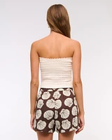 Mid Rise Linen-Blend Pull-On Short