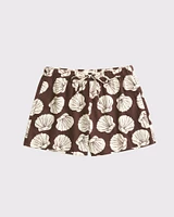 Mid Rise Linen-Blend Pull-On Short