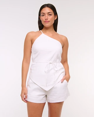 Curve Love A&F Sloane Tailored Linen-Blend Short