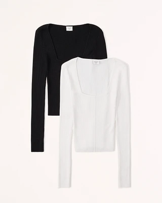 2-Pack Long-Sleeve Slim Sweater Tops