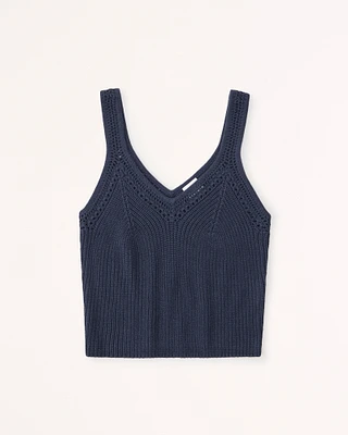 Ribbed Pointelle V-Neck Tank