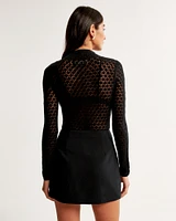 Merino Wool-Blend Pointelle Bodysuit