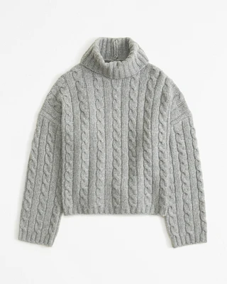 Cable Wedge Turtleneck Sweater