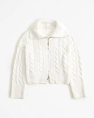 Merino Wool-Blend Collared Full-Zip Sweater