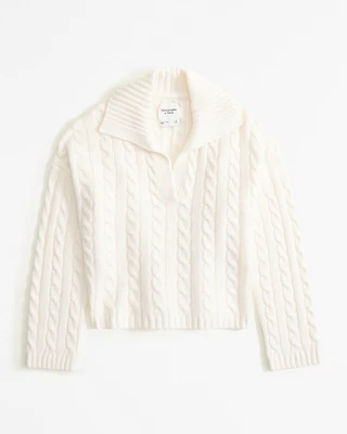 Cable Notch-Neck Sweater