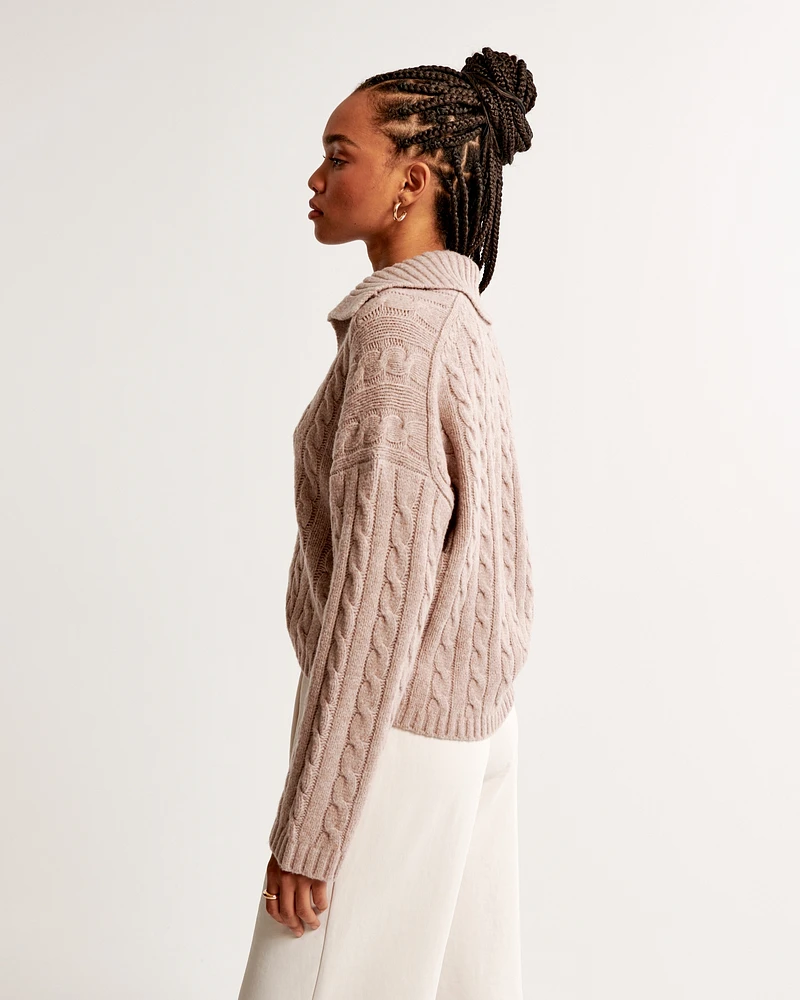 Cable Notch-Neck Sweater