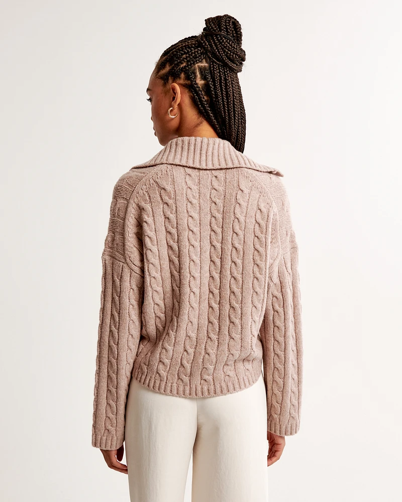 Cable Notch-Neck Sweater