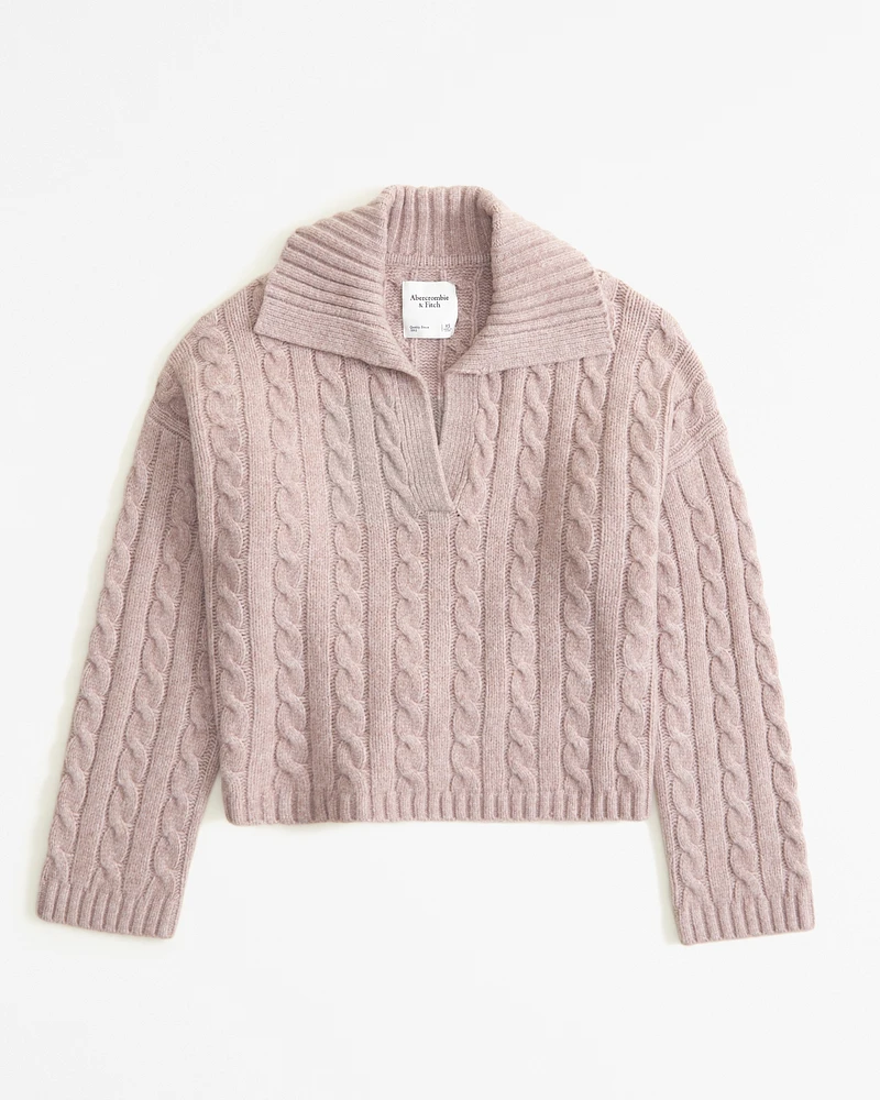 Cable Notch-Neck Sweater