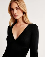 Long-Sleeve V-Neck Sweater Bodysuit