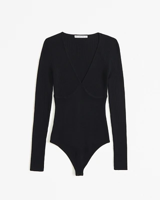 Long-Sleeve V-Neck Sweater Bodysuit