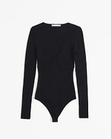 Long-Sleeve V-Neck Sweater Bodysuit