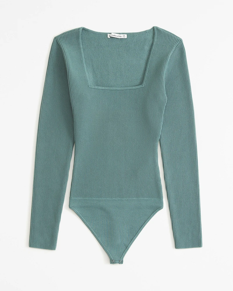 Long-Sleeve Ottoman Squareneck Bodysuit