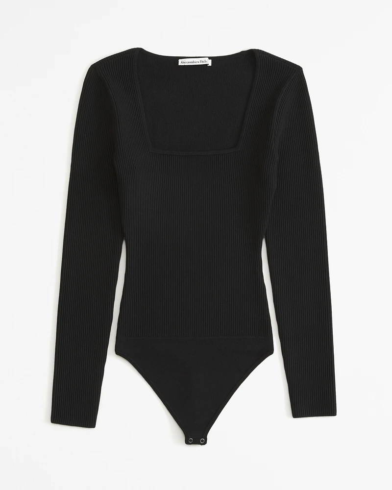 Long-Sleeve Ottoman Squareneck Bodysuit