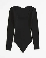 Long-Sleeve Ottoman Squareneck Bodysuit