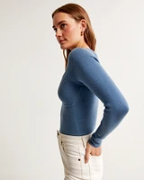 Long-Sleeve Sweetheart Sweater Top