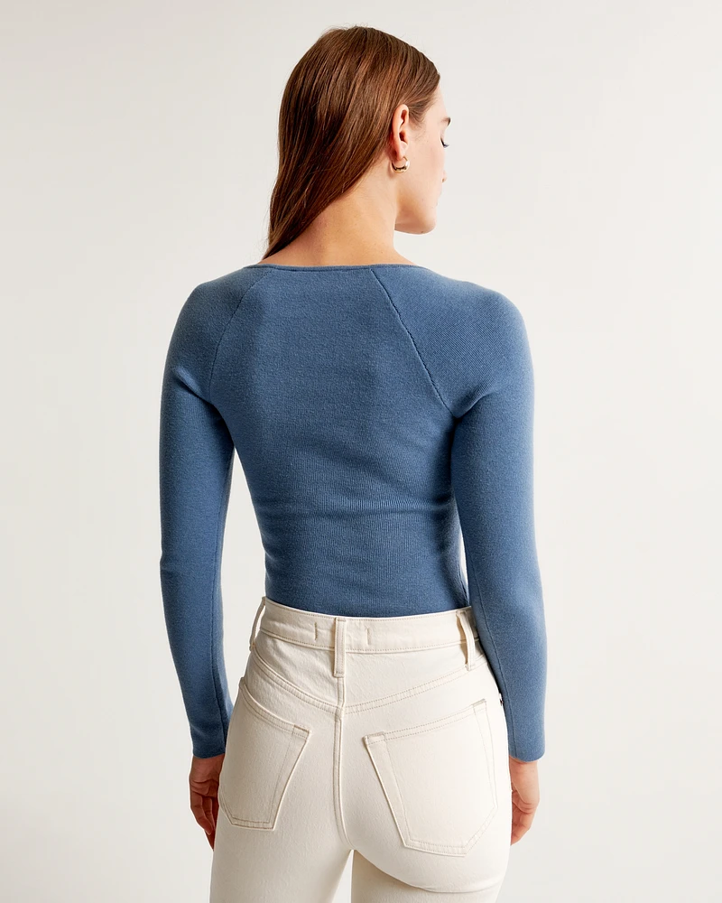 Long-Sleeve Sweetheart Sweater Top