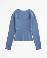 Long-Sleeve Sweetheart Sweater Top