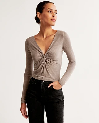 V-Neck Twist Draped Top