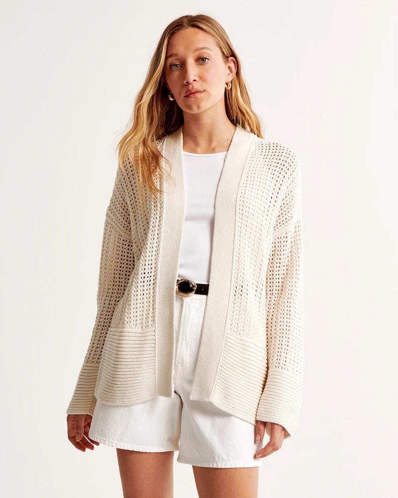 Mesh Stitch Non-Closure Cardigan