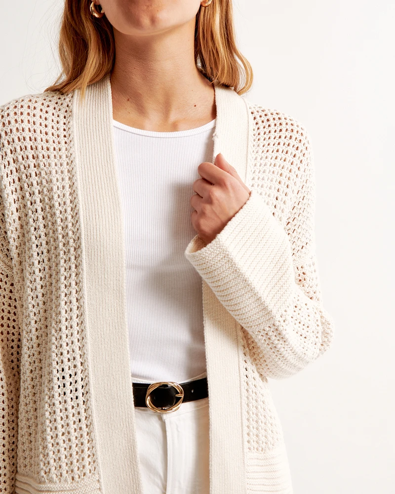 Mesh Stitch Non-Closure Cardigan