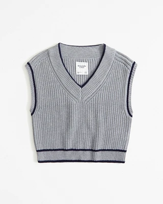 Tipped V-Neck Sweater Vest