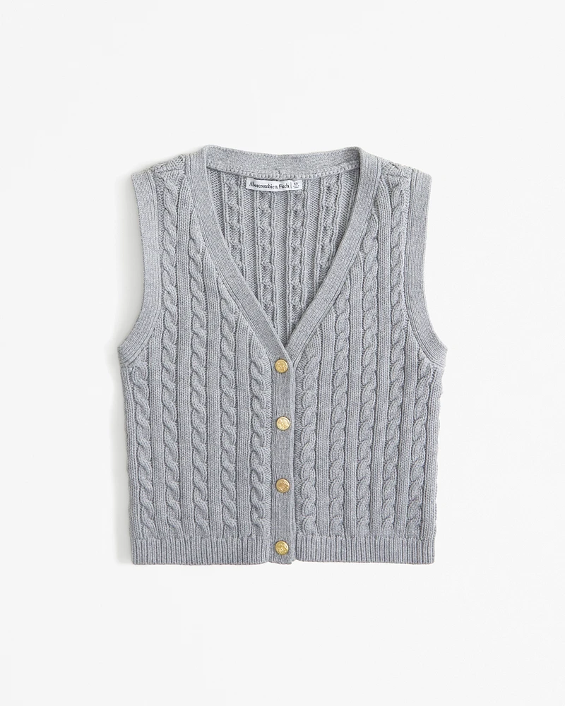 The A&F Mara Cable Button-Up Sweater Vest