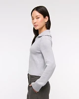 Zip-Up Collared Cardigan