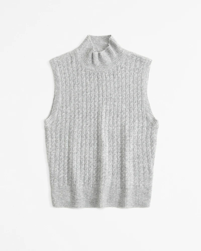 Sleeveless Cable Mockneck Top