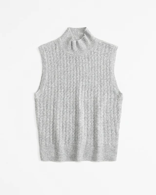Sleeveless Cable Mockneck Top