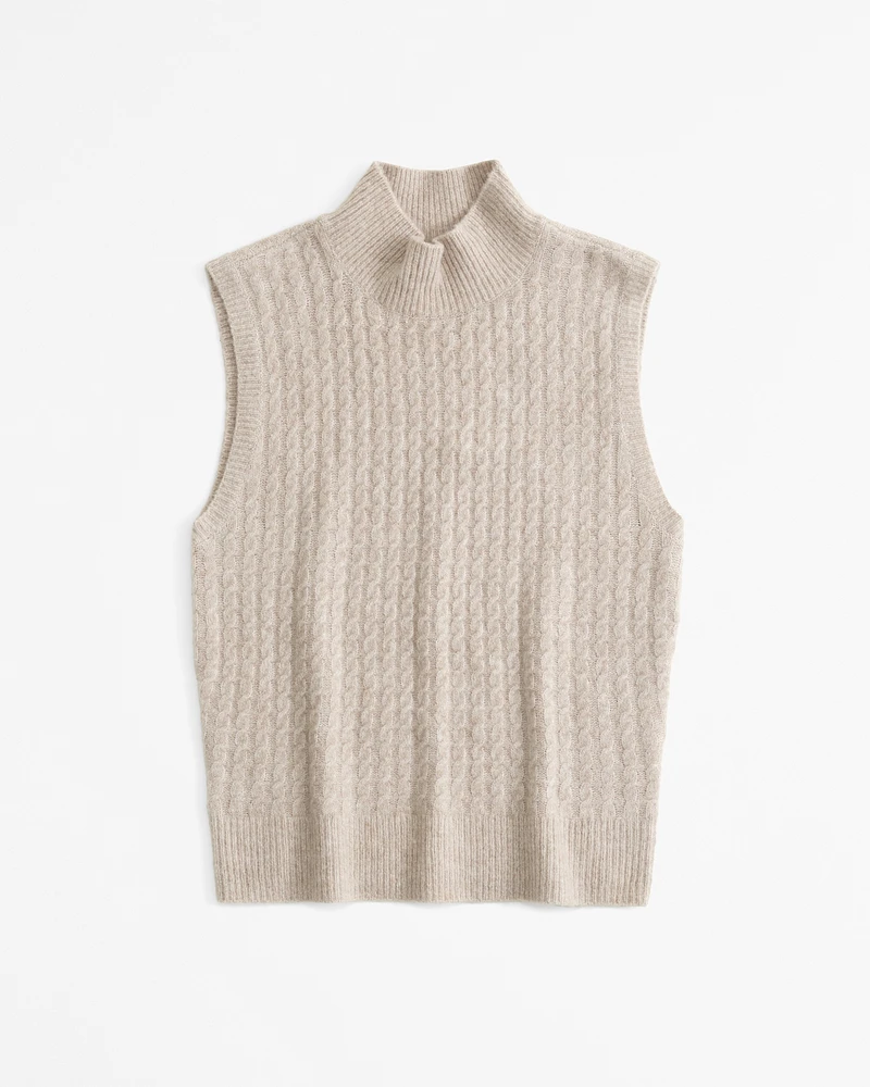 Sleeveless Cable Mockneck Top