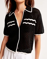 Crochet-Style Button-Up Polo