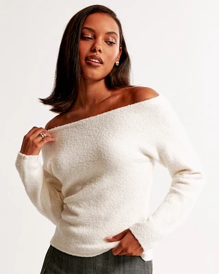 Boucle Off-The-Shoulder Sweater