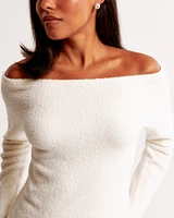 Boucle Off-The-Shoulder Sweater