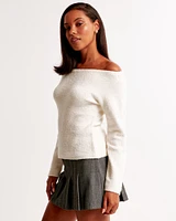 Boucle Off-The-Shoulder Sweater