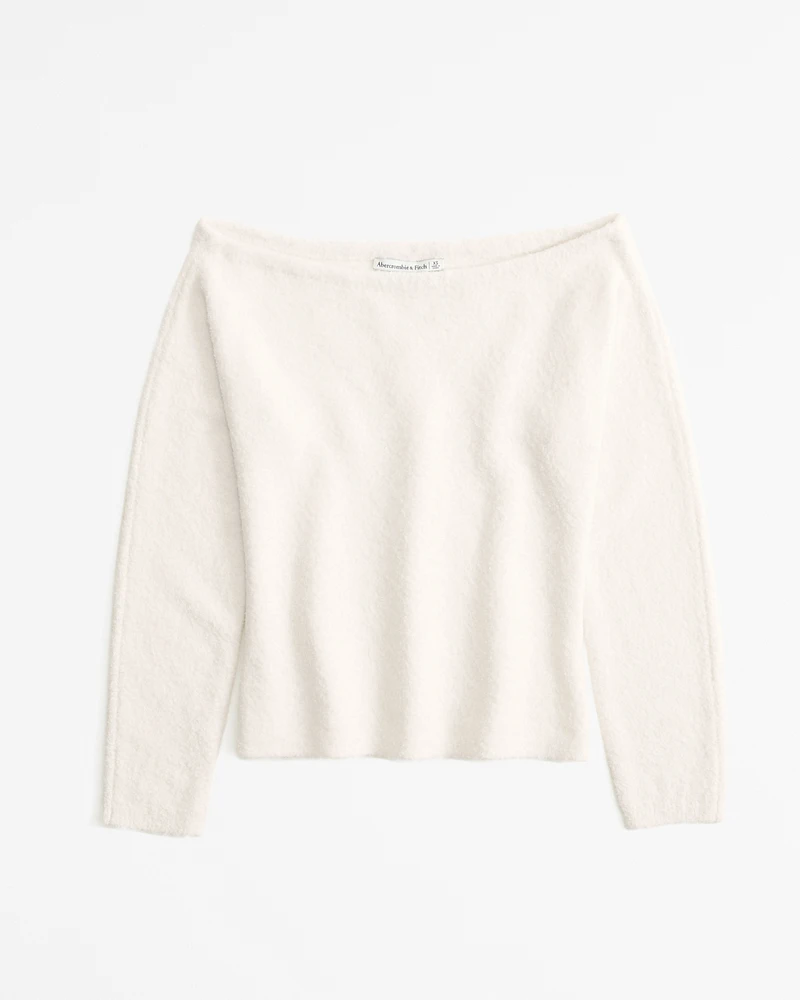 Boucle Off-The-Shoulder Sweater