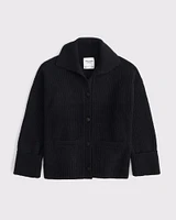 Cable-Knit Collared Cardigan