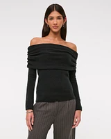 Foldover Off-The-Shoulder Sweater