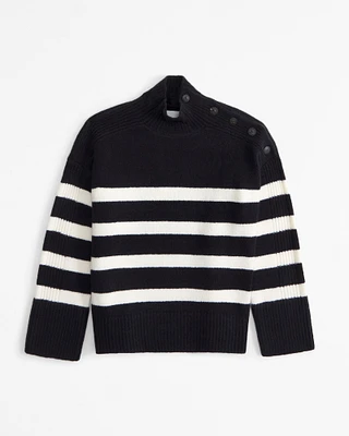 Button Detail Mockneck Sweater