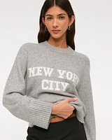 Relaxed Lounge Cable-Knit Crew Sweater