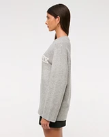 Relaxed Lounge Cable-Knit Crew Sweater