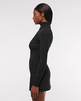 LuxeLoft Lurex Slim Ribbed Turtleneck Top