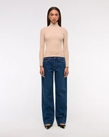 LuxeLoft Lurex Slim Ribbed Turtleneck Top